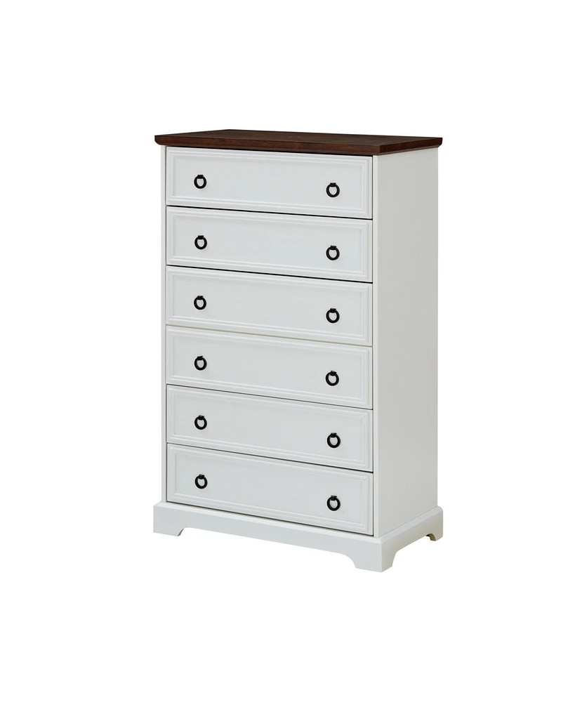 Simplie Fun White 6-Drawer Dresser with Easy Pull Handle