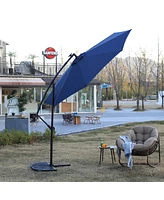 10FT Solar Led Offset Hanging Market Patio Umbrella (Navy Blue)