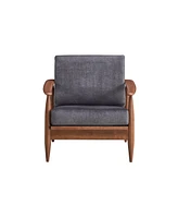 Streamdale Furniture Alisa Accent Chair, Charcoal Fabric & Brown Finish