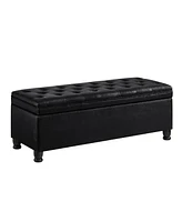 Simplie Fun Black Faux Leather Storage Bench