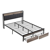 Streamdale Furniture Modern Metal Platform Bed Frame with Storage and Usb