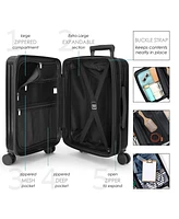 TravelArim 22" Hard Shell Lightweight Carry On Luggage Airline Approved with Smart Organization and Attachable Cosmetic Case