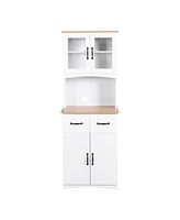 Streamdale Furniture White Wooden Kitchen Pantry with Glass Door Storage