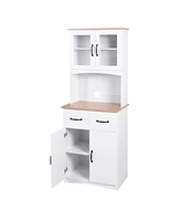 Streamdale Furniture White Wooden Kitchen Pantry with Glass Door Storage