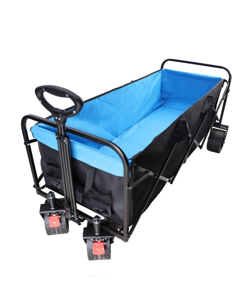 Simplie Fun Folding Cart Wagon for Garden, Shopping, Beach - Black + Blue