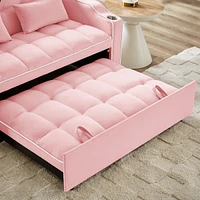 Streamdale Furniture Versatile Foldable Sofa Bed with Usb and Ashtray (Pink)