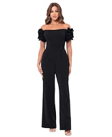 Xscape Women's Ruffled Off-The-Shoulder Straight-Leg Jumpsuit