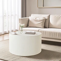 Vertical Stripe Design Nesting Coffee Table Set For Living Room, Bedroom, Beige(Set Of 2 Pieces)
