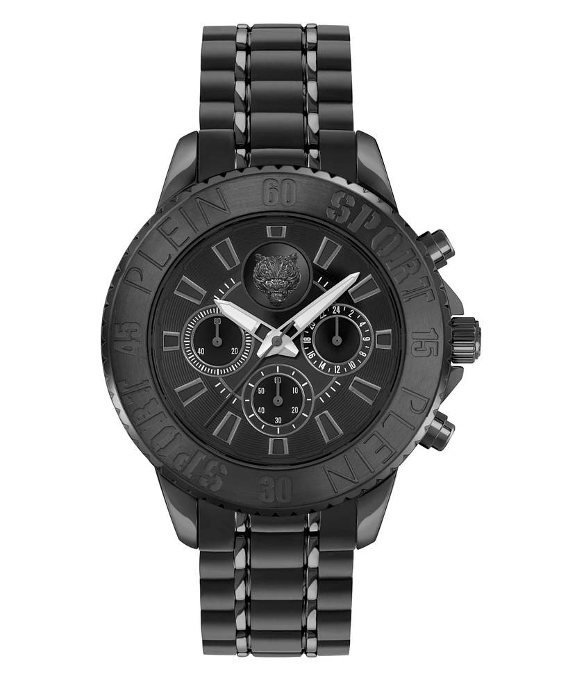 Plein Sport Men's Glam Chrono Chronograph Quartz Black Stainless Steel 44MM