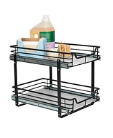 Household Essentials Glidez Multipurpose Paint-Finished Steel Pull-Out/Slide-Out Storage Organizer with Plastic Liners for Under Cabinet Dual-Slide 2