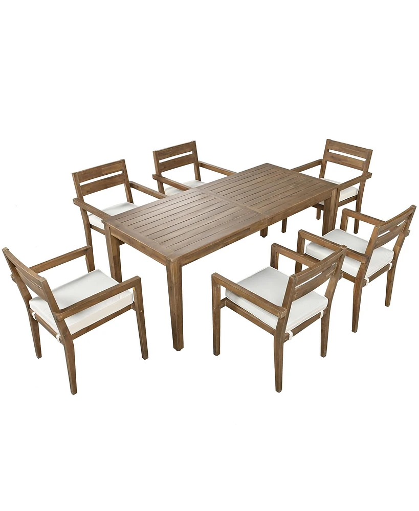 Acacia Wood Outdoor Dining Table And Chairs Suitable For Patio, Balcony Or Backyard