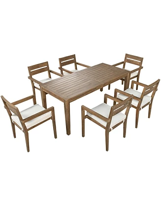 Acacia Wood Outdoor Dining Table And Chairs Suitable For Patio, Balcony Or Backyard