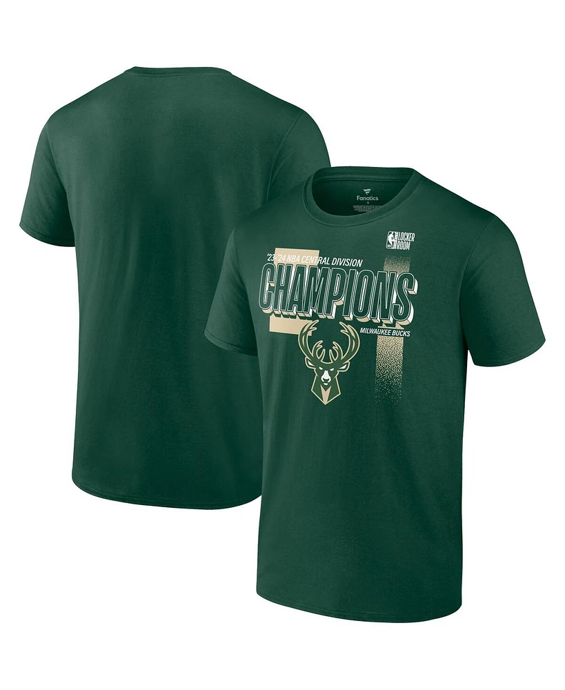 Fanatics Men's Hunter Green Milwaukee Bucks 2024 Central Division Champions Locker Room T-Shirt