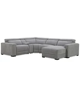 Nevio -Pc. Fabric Power Headrest Sectional and Chaise with 1 Motion Chair