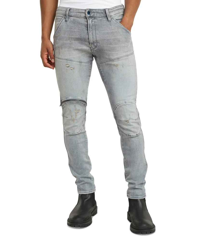 G-Star Raw Men's Elwood Zip-Knee Distressed Skinny Jeans