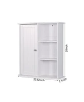 Streamdale Furniture Wall Mount Medicine Cabinet With A Door, Wooden Bathroom Storage Cabinet With Adjustable Shelf