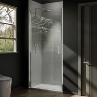 Streamdale Furniture 36 In. To 37-3/8 In. X 72 In Semi-Frameless Pivot Shower Door In Chrome With Clear Glass