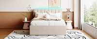 Teddy Fleece Full Size Upholstered Platform Bed With Trundle, Beige