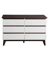 Simplie Fun White 6-Drawer Double Dresser 47.2" W X 15.74" D X 30.7"H