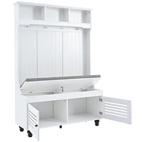 5-In-1 Entryway Bench with Coat Rack and Storage