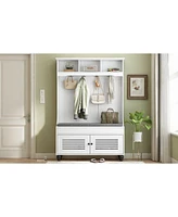 5-In-1 Entryway Bench with Coat Rack and Storage
