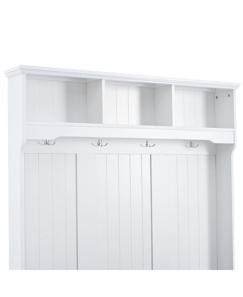 5-In-1 Entryway Bench with Coat Rack and Storage
