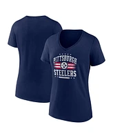 Fanatics Women's Navy Pittsburgh Steelers Americana V-Neck T-Shirt