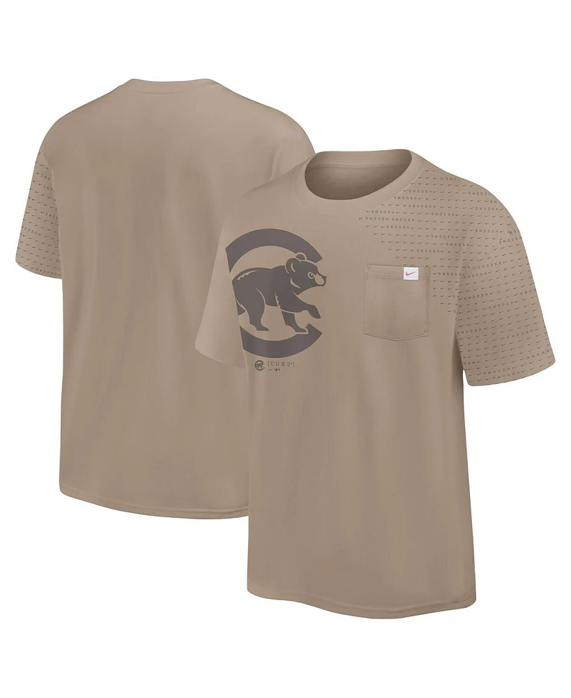 Nike Men's Khaki Chicago Cubs Statement Max90 Pocket T-Shirt