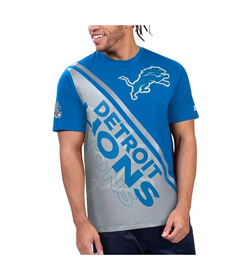 Starter Men's Blue/Silver Detroit Lions Finish Line Extreme Graphic T-Shirt