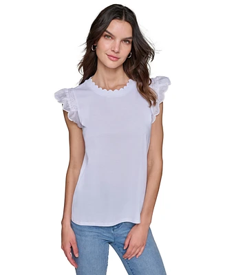 Karl Lagerfeld Paris Women's Ruffle-Trim Sleeveless Top