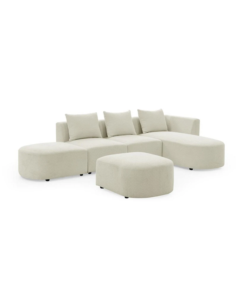 Simplie Fun L-Shaped Sectional Sofa Set With Ottoman