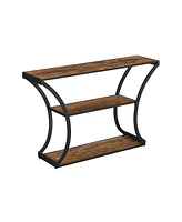 Slickblue Industrial Brown 3-tier Console Table With Curved Legs