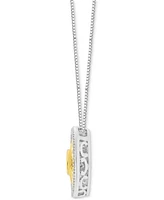 Diamond Rapunzel Flower Pendant Necklace (1/10 ct. t.w.) in Sterling Silver & Gold-Plate, 16" + 2" extender - Sterling Silver  Gold