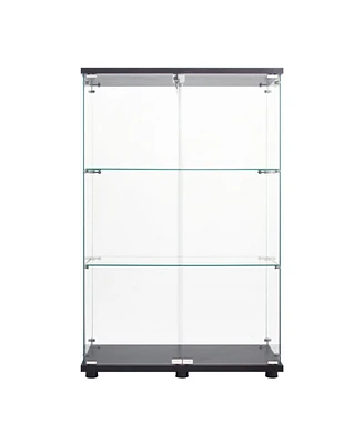 Simplie Fun Two Door Glass Cabinet Glass Display Cabinet With 3 Shelves