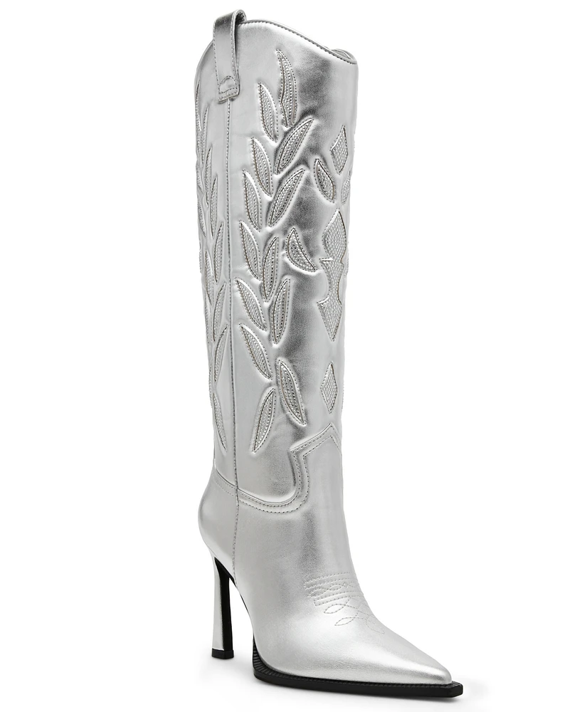 Steve Madden Women's Kinzee Rhinestone Stiletto Western Tall Dress Boots