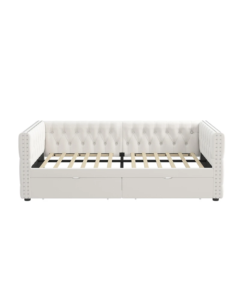 Streamdale Furniture Velvet upholstered twin daybed with drawers