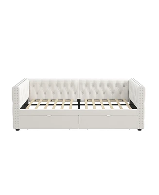 Simplie Fun Velvet upholstered twin daybed with drawers