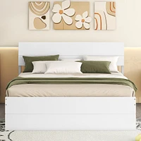 Streamdale Furniture Modern Full Bed Frame with Twin Trundle, 2 Drawers - White Gloss & Washed White