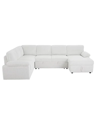 Simplie Fun Corduroy Modular Sleeper Sofa for Home & Office