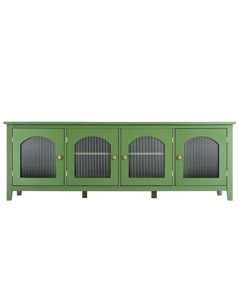 Simplie Fun Stylish 71-Inch Tv Stand with Antique Green Glass Door