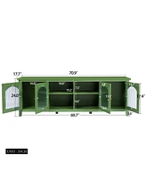 Streamdale Furniture Stylish 71-Inch Tv Stand with Antique Green Glass Door