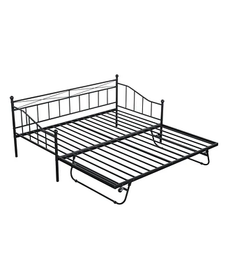 Simplie Fun Metal Daybed With Pop-Up Trundle