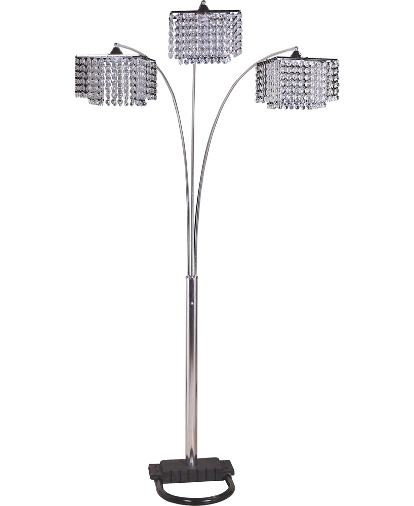 Streamdale Furniture 84"H 3-Shade Crystal Inspired Arch Floor Lamp