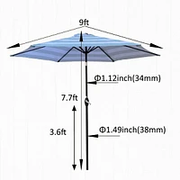 9FT Umbrella Ice Blue Stripe