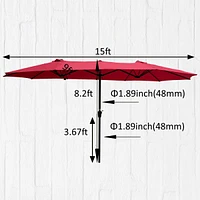 Streamdale Furniture 15x9FT Double-Sided Patio Umbrella with Crank and Wind Vents