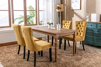 Contemporary Gold Velvet Dining Chairs, Set of 2