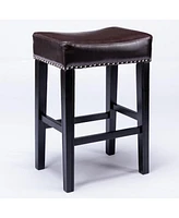 Simplie Fun Set of 2 Brown Faux Leather 26" Bar Stools