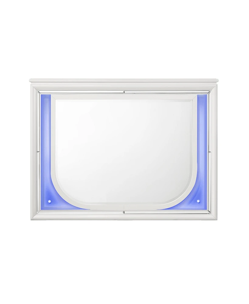 Streamdale Furniture Tarian Mirror with Led, Pearl White Finish