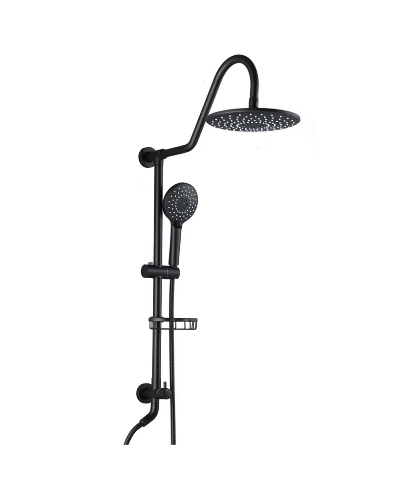 Streamdale Furniture 10" Rainfall Shower Head And Handheld Showerhead Combo Shower System With Slide Bar, Matte Black