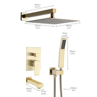 12" Brushed Gold Bathroom Shower System